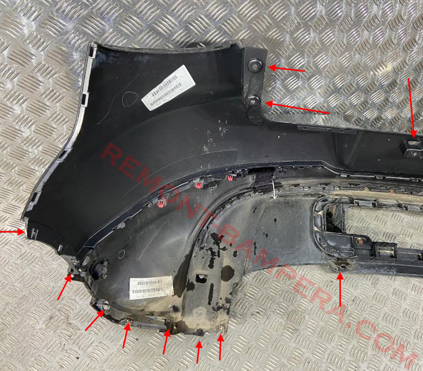 mounting locations of the rear bumper VW Tiguan I 2007-2018