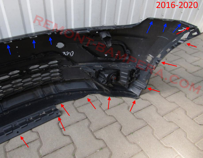 Front Bumper Mounting Locations VW Tiguan 2 2016-2020
