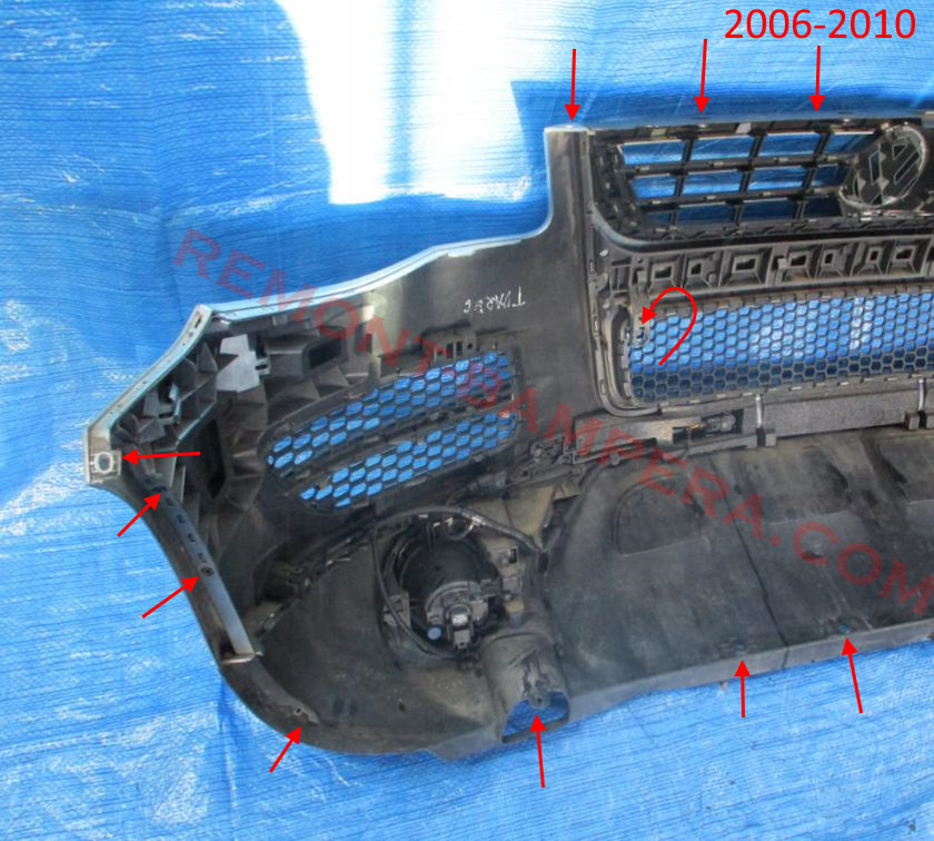 Front Bumper Mounting Locations Volkswagen Touareg Mk1 2006-2010