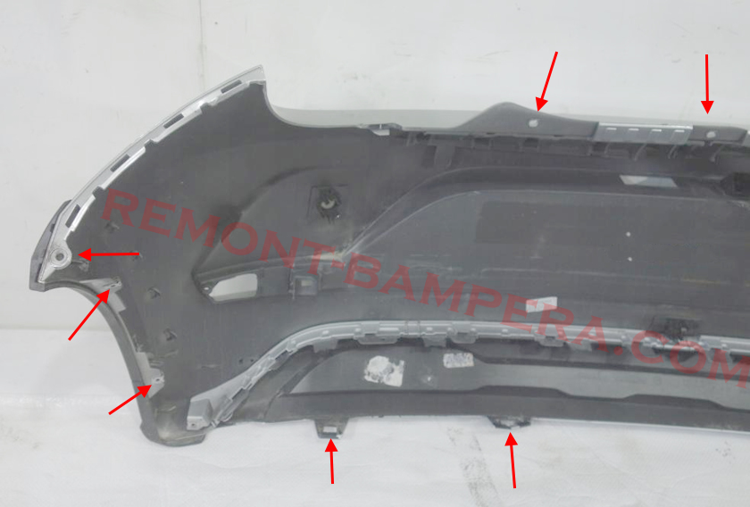 mounting locations for rear bumper VW up! 2011-2023