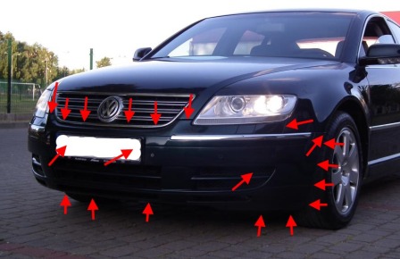 the attachment of the front bumper of the VW PHAETON