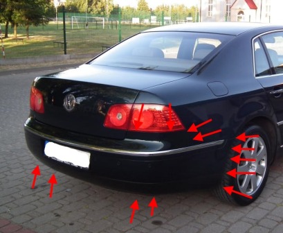 the attachment of the rear bumper of the VW PHAETON