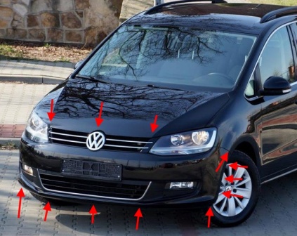 the attachment of the front bumper VW Sharan (after 2010)