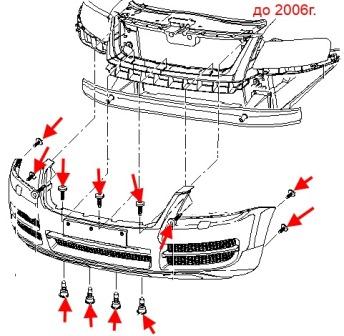 Montageplan für die vordere Stoßstange des VW TOUAREG