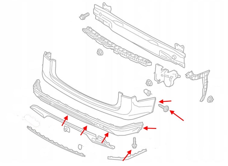 Rear bumper mounting diagram VW Atlas / Teramont