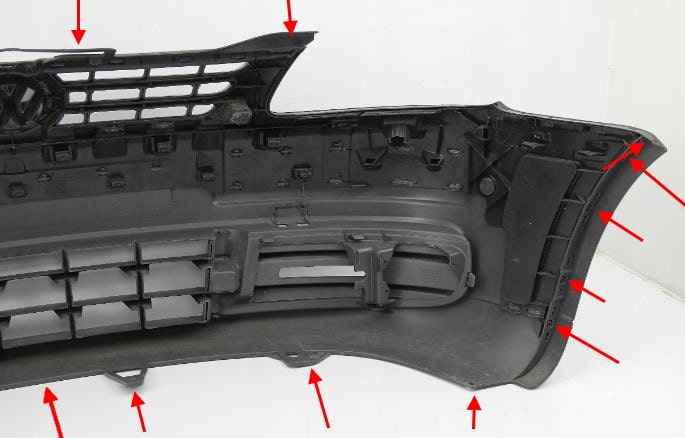 Befestigungspunkte der vorderen Stoßstange VW Caddy (2004-2015)