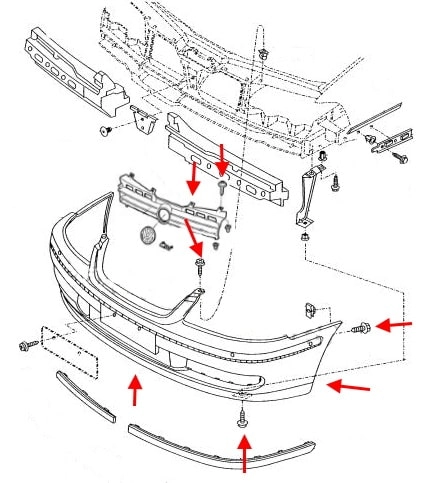 Gol / Pointer Front Bumper Mounting Diagram (1994-2008)