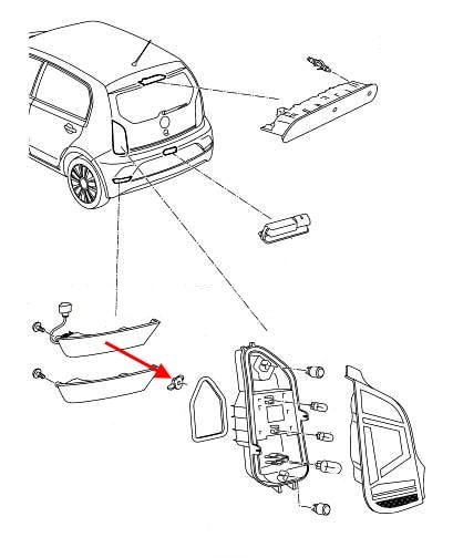 VW Up! Taillight Mounting Diagram