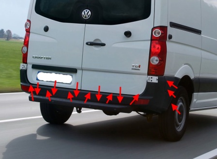 puntos de montaje para el parachoques trasero VW Crafter