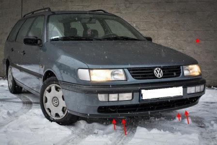 the attachment of the front bumper VW PASSAT B3/B4