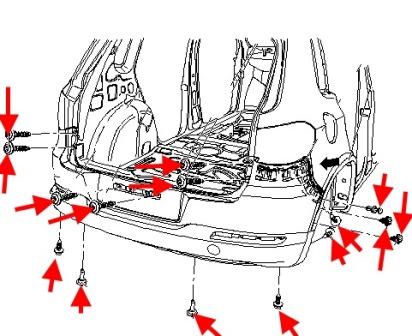 diagram of rear bumper VW TIGUAN